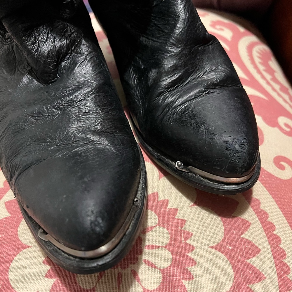 Gently Worn and well cared for Women’s Black Leather Upper Slouch Cowboy Boots - Picture 7 of 14